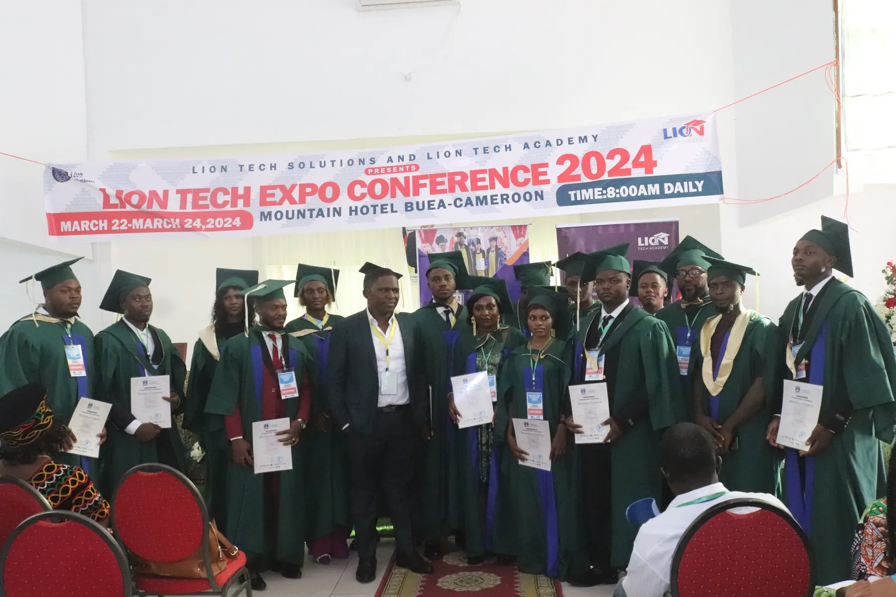 Graduation ceremony with certificates